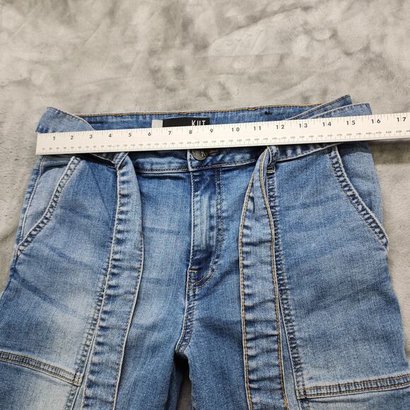 Kut from the Kloth Jeans Womens 6 Blue Reese Tie Waist High Rise Ankle Straight - Picture 8 of 12